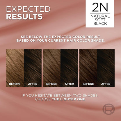 L’Oreal Paris Excellence Universal Nudes Permanent Hair Color, Ammonia Free Hair Dye for Gray Hair Coverage, 2N Natural Soft Black, 1 Hair Dye Kit
