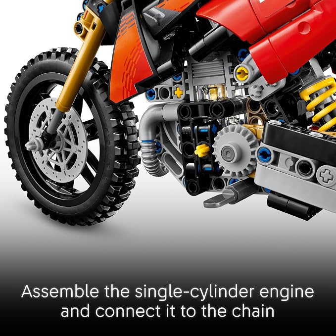 LEGO Technic Ducati Desmo450 MX Factory Motorcycle 42238 | Building Toys for Boys & Girls, Ages 10+, Dirt Bike Toy for Display W/ Stand, Bedroom or Desk Decor, 457 pieces, Gift Idea
