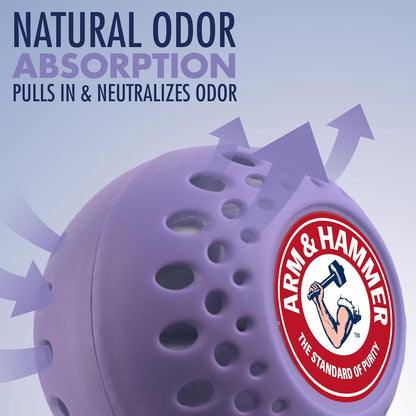 Arm & Hammer OdorBusterz Odor Eliminator Balls, Lavender, 6 Count - Baking Soda Odor Control for Closets, Drawers, Hampers & Small Spaces
