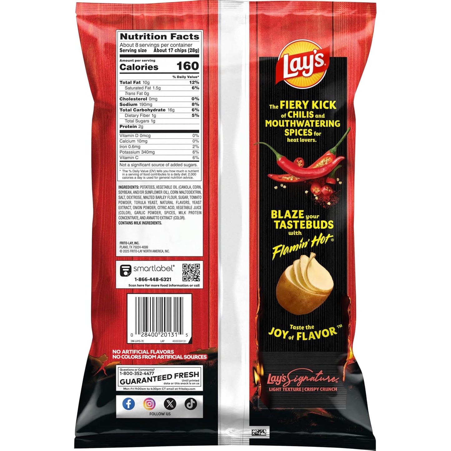 Lay's Potato Chips, Flamin' Hot Flavored Snacks, 7.75oz Bag