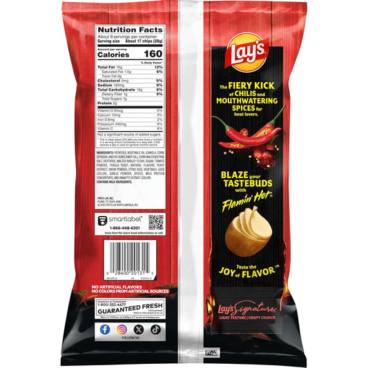 Lay's Potato Chips, Flamin' Hot Flavored Snacks, 7.75oz Bag
