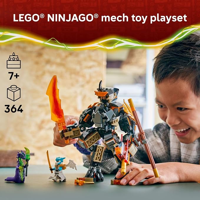 LEGO NINJAGO Cole’s Mission Mech & Dragon Zane Building Toy for Boys, Girls & Kids, Ages 7+ - Poseable Mech W/Cole, Acid Monster, & Zane Minifigures for Pretend Play - Gift Idea for Birthdays - 71854