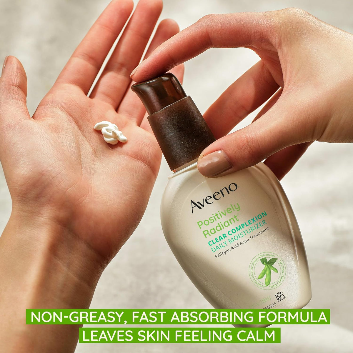 Aveeno Positively Radiant Clear Complexion & Acne Facial Moisturizer with Soy and Salicylic Acid for Oily Skin, Hypoallergenic Formula, Paraben-Free, Non-Comedogenic, Pump, 4 FL OZ, (Pack of 2)