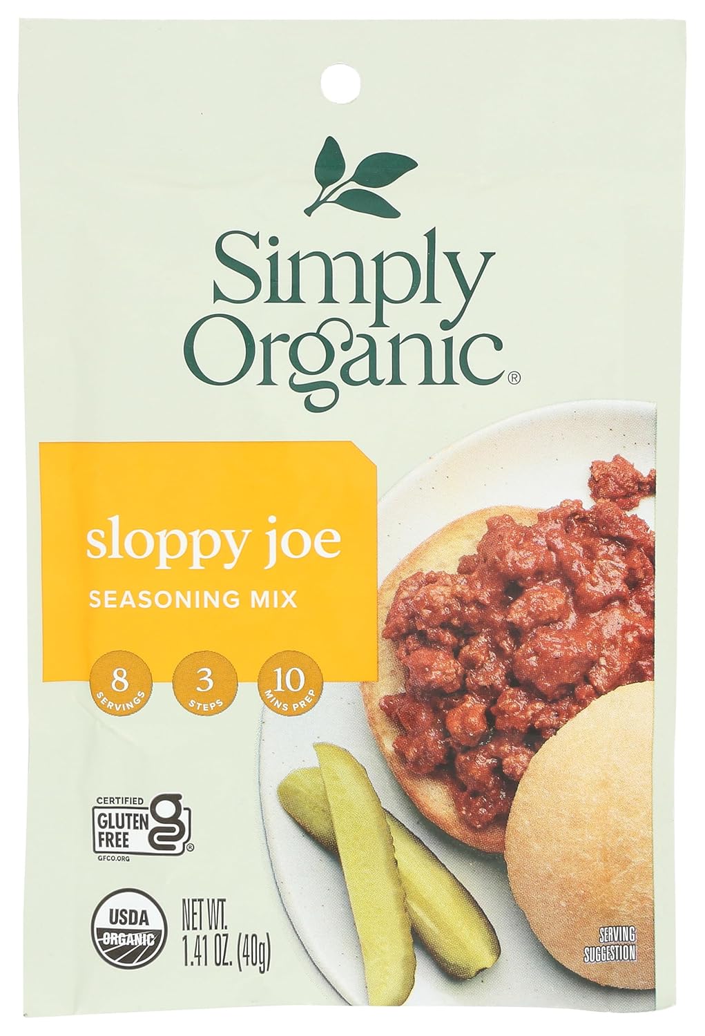 Simply Organic Sloppy Joe, Certified Organic, Kosher, Chili Mixes | 1.41 Ounce (Pack of 1)