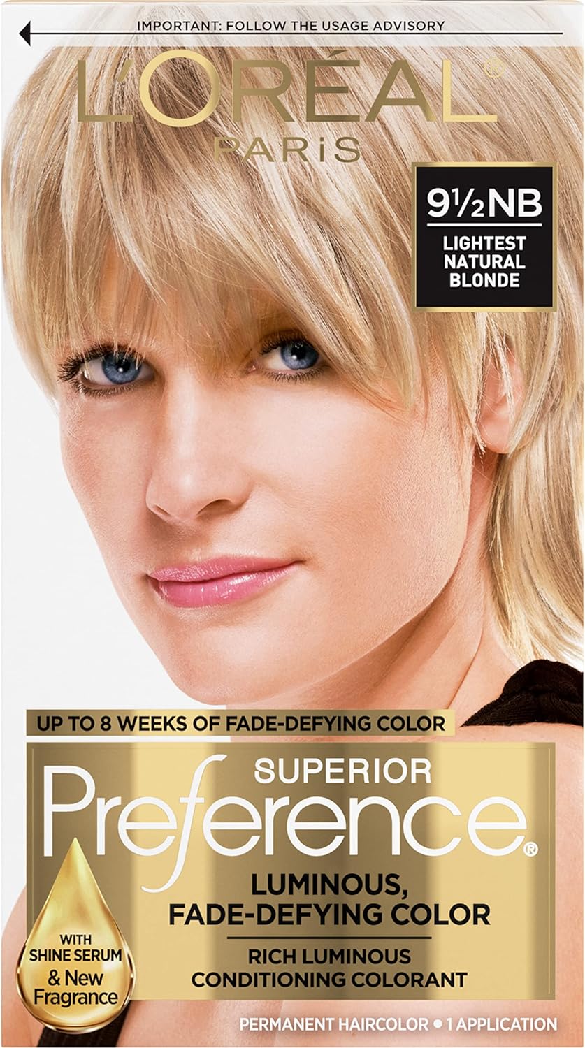 L'Oreal Paris Superior Preference Fade-Defying + Shine Permanent Hair Color, 9.5NB Lightest Natural Blonde, Pack of 1, Hair Dye