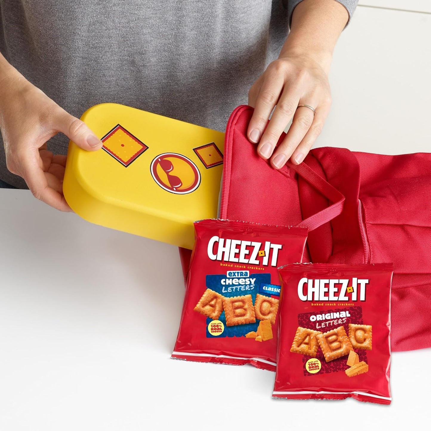 Cheez-It Letters Baked Snack Crackers, Back to School, Lunch Snacks, Variety Pack (12 Packs)