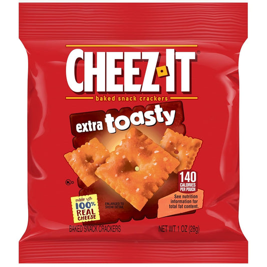 Cheez-It Cheese Crackers, Baked Snack Crackers, Single Serve, Extra Toasty (40 Pouches)