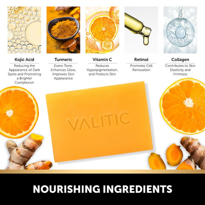 VALITIC Kojic Acid and Turmeric Soap for Dark Spots and African Net, 2 Pack
