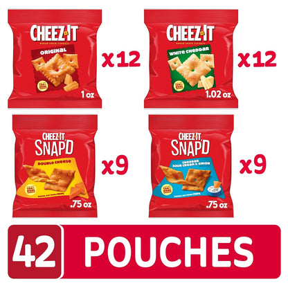 Cheez-It Cheese Crackers, Baked Snack Crackers, Lunch Snacks, Variety Pack (84 Packs)
