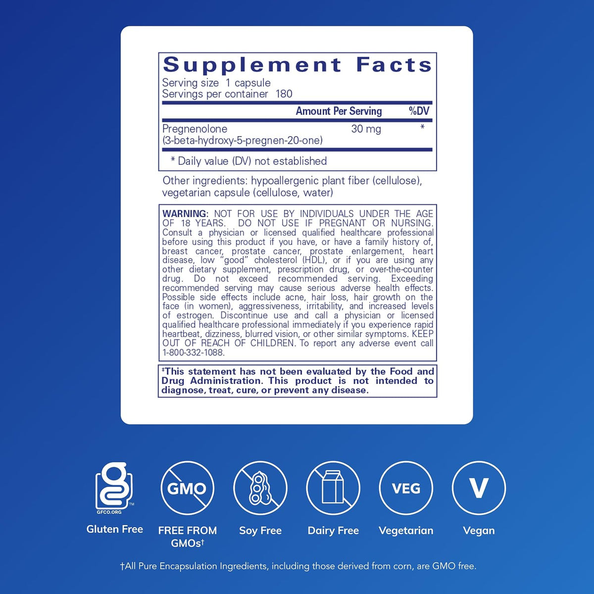 Pure Encapsulations Pregnenolone, 180 Capsules