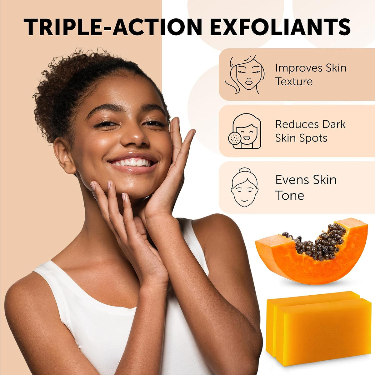 VALITIC Papaya and Turmeric Kojic Acid Soap Bar for Dark Spots, 2 Pack