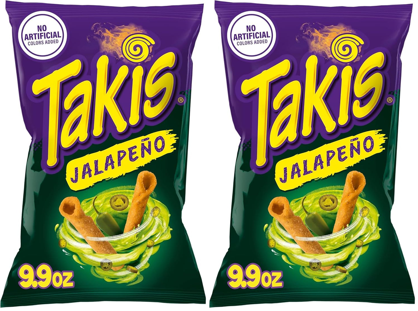 Takis Jalapeño Sharing Size – Pickled Jalapeño Flavored Hot Spicy Rolled Tortilla Chips (Pack of 2)