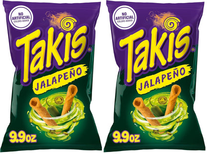 Takis Jalapeño Sharing Size – Pickled Jalapeño Flavored Hot Spicy Rolled Tortilla Chips (Pack of 2)