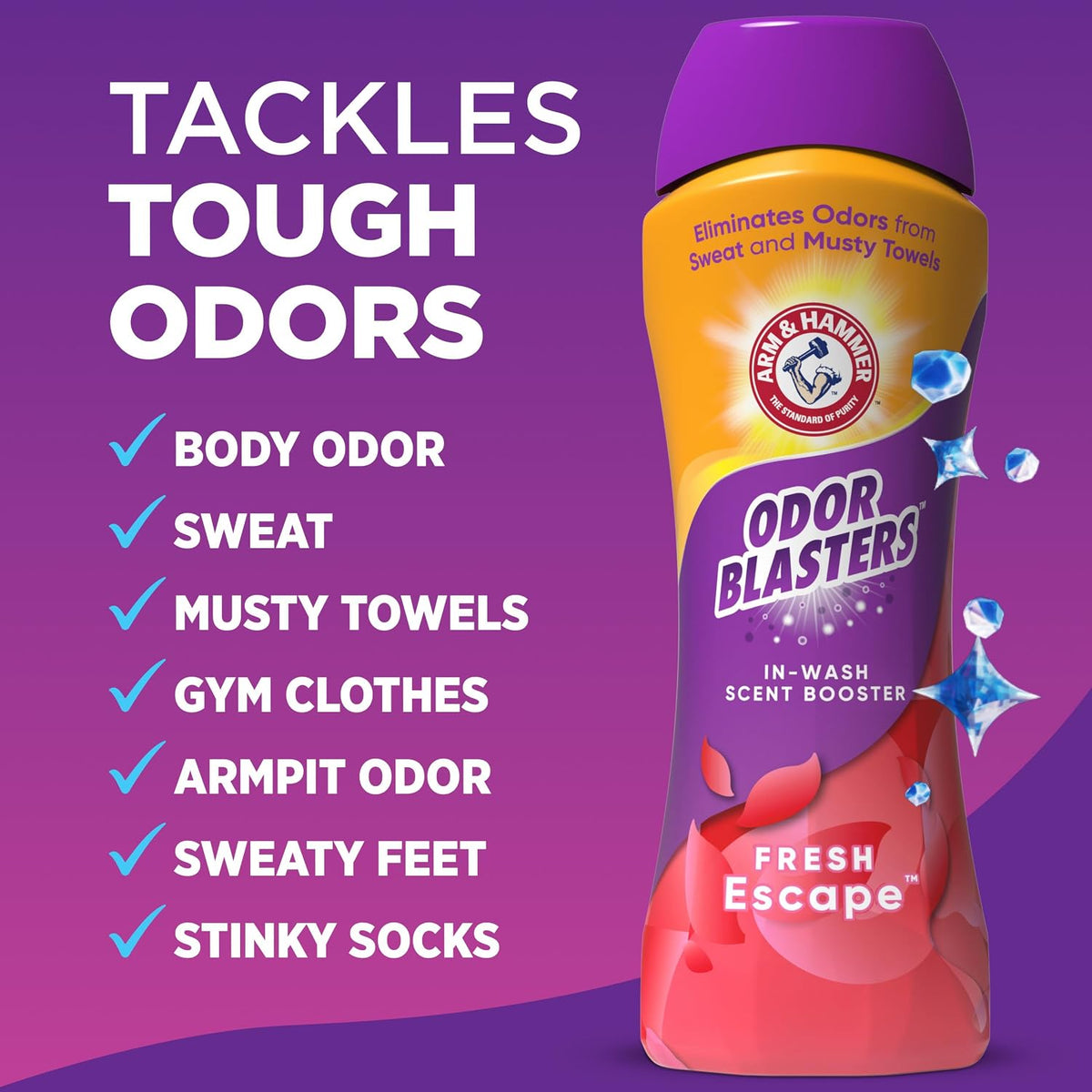 ARM & HAMMER Odor Blasters In-Wash Scent Booster,Laundry Scent Booster Fresh Escape-scent,24 Oz,(Pack of 2)