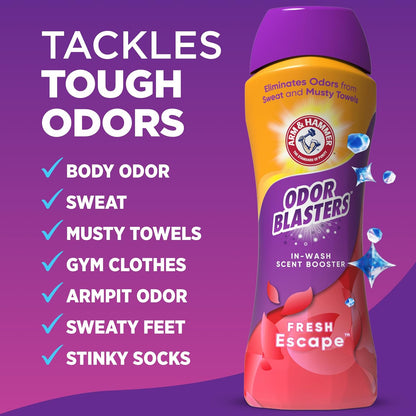 ARM & HAMMER Odor Blasters In-Wash Scent Booster,Laundry Scent Booster Fresh Escape-scent,24 Oz,(Pack of 2)