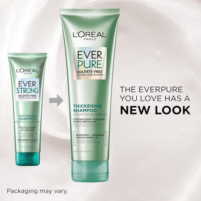 L'Oreal Paris Thickening Sulfate Free Shampoo,Thickens + Strengthens Thin,Fragile Hair,Hair Care with Rosemary Leaf,EverPure,8.5 Fl Oz (Packaging May Vary),(Pack of 6)