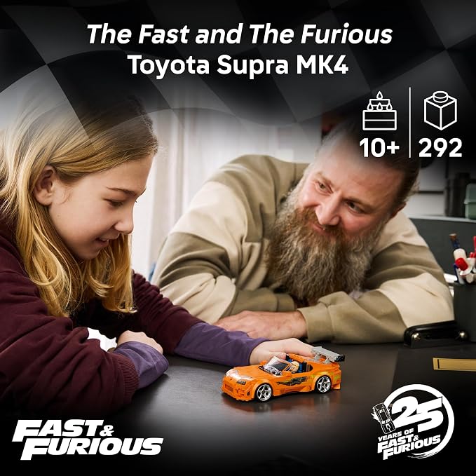 LEGO Speed Champions The Fast and The Furious Toyota Supra MK4 77260 | Building Toy for Boys & Girls, Ages 10+, Toy Car from Movie w/ Minifigure, Display or Pretend Play, 292 pieces, Gift for Fans