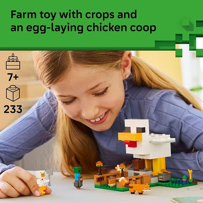 LEGO Minecraft Chicken Farm Building Toy for Kids - Video Game Playset & Figures for Boys & Girls, Ages 7+ - Gift for Birthdays - 21585