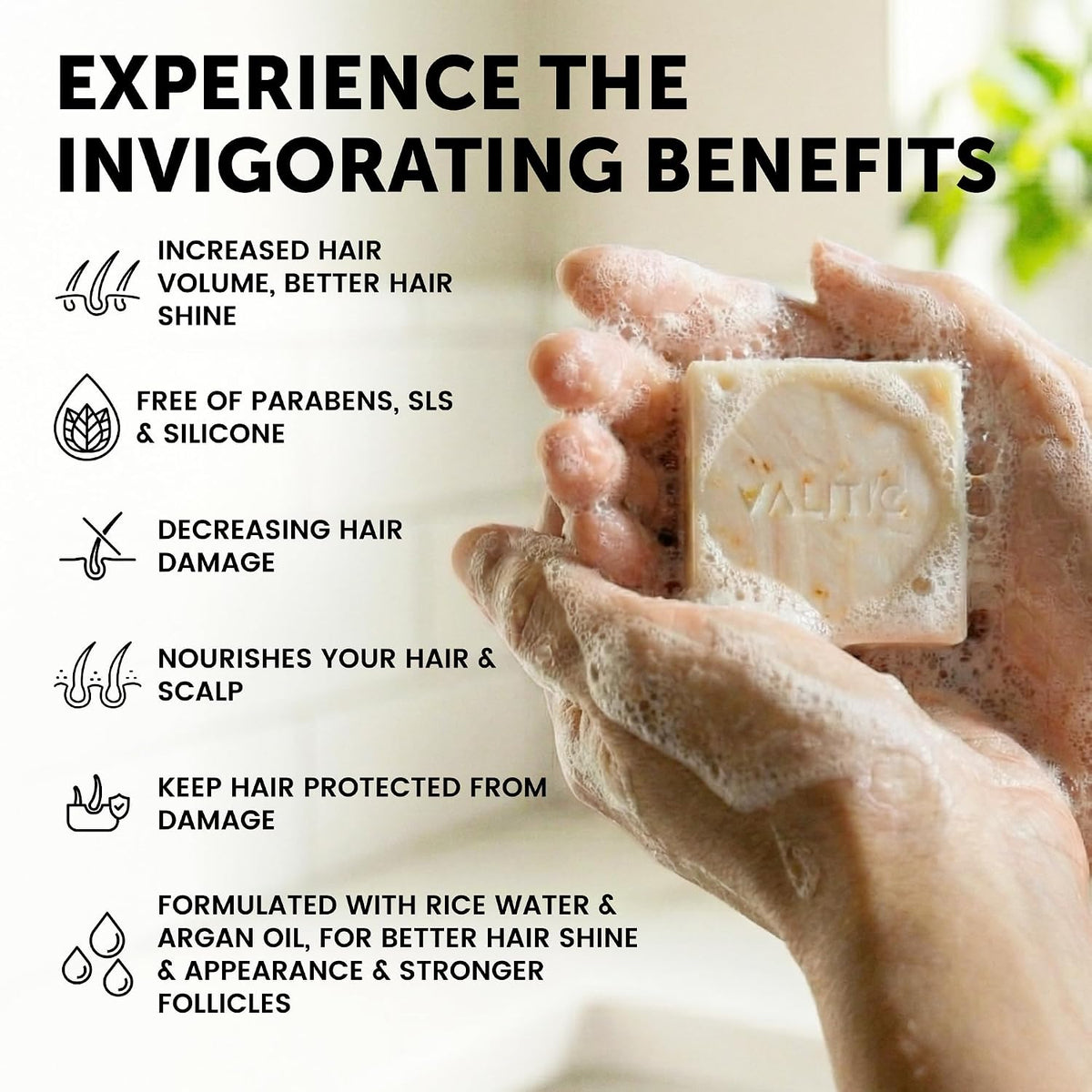 VALITIC Curly Hair Wave Shampoo Bar, Keratin and Biotin Solid Shampoo Bar
