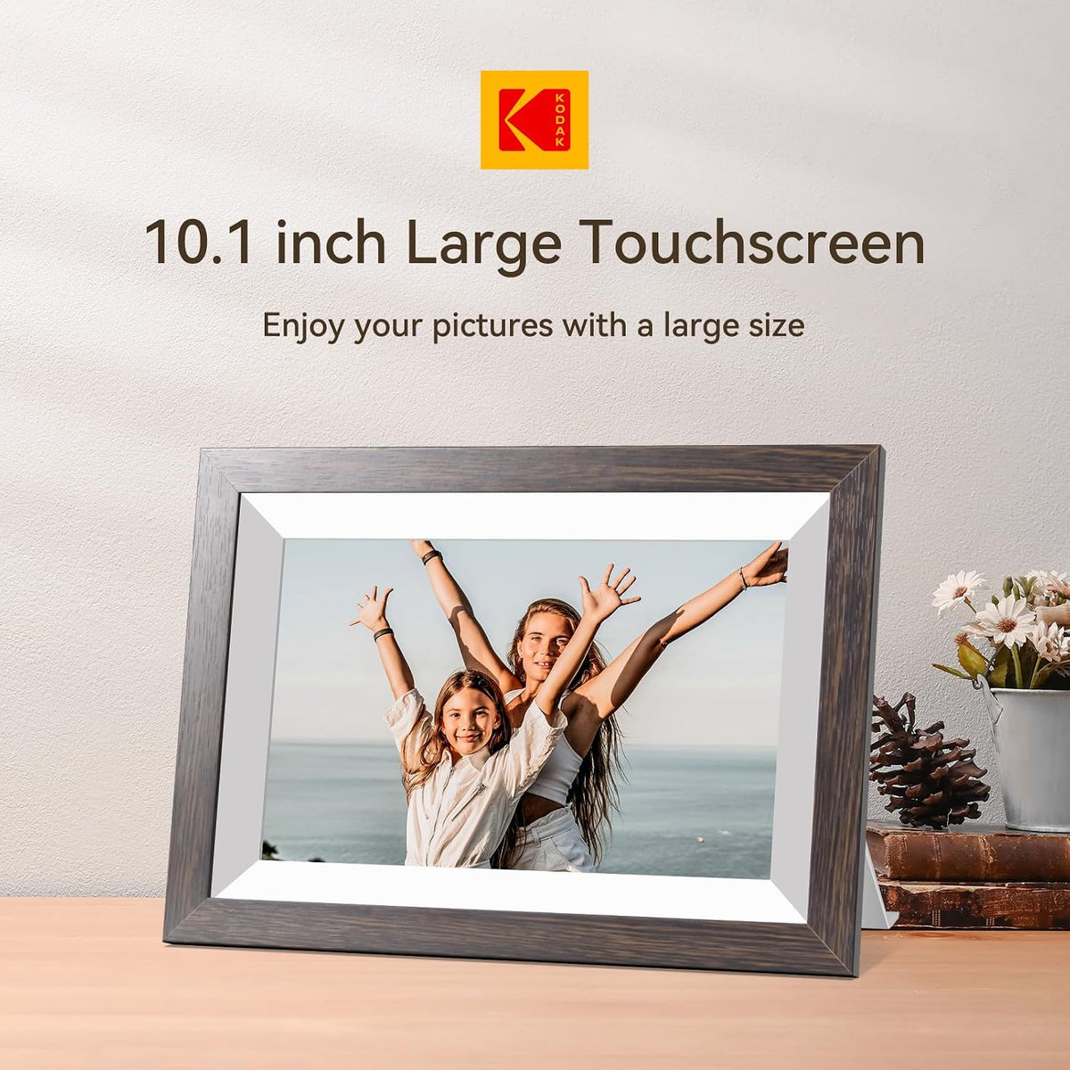 KODAK 10.1 inch WiFi Digital Picture Frame,1280x800 IPS HD Touch Screen, 32GB Smart Photo Frame with App & AI Photo Creation, Easy Sharing Photos and Videos, Birthday Gifts for Mom Women