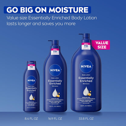NIVEA Essentially Enriched Body Lotion Very Dry Skin, Value Size 33.8 Fl Oz (Pack of 9)