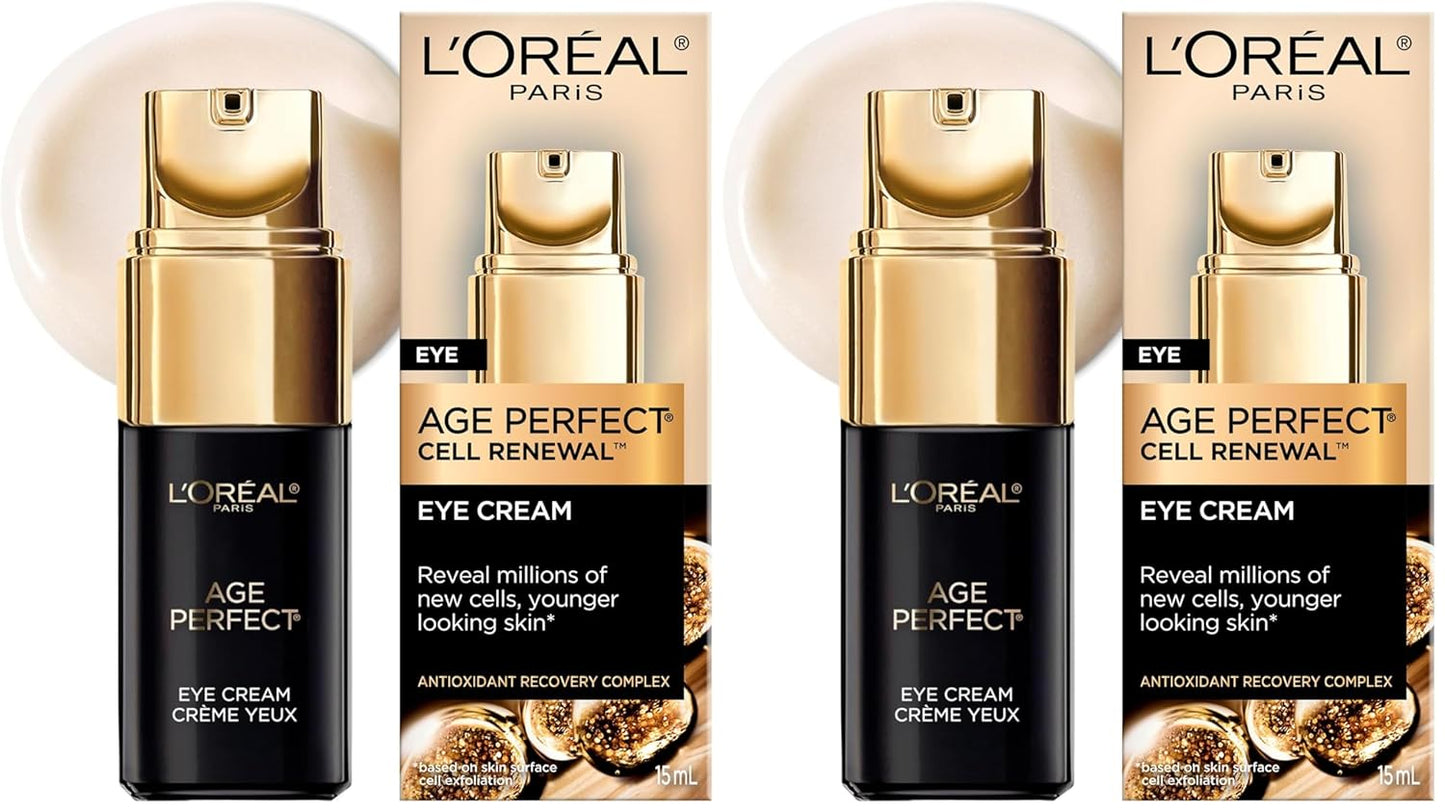 L'Oreal Paris Age Perfect Cell Renewal Anti-Aging Eye Cream,For Dark Circles & Puffiness 0.5 Fl oz,(Pack of 2)