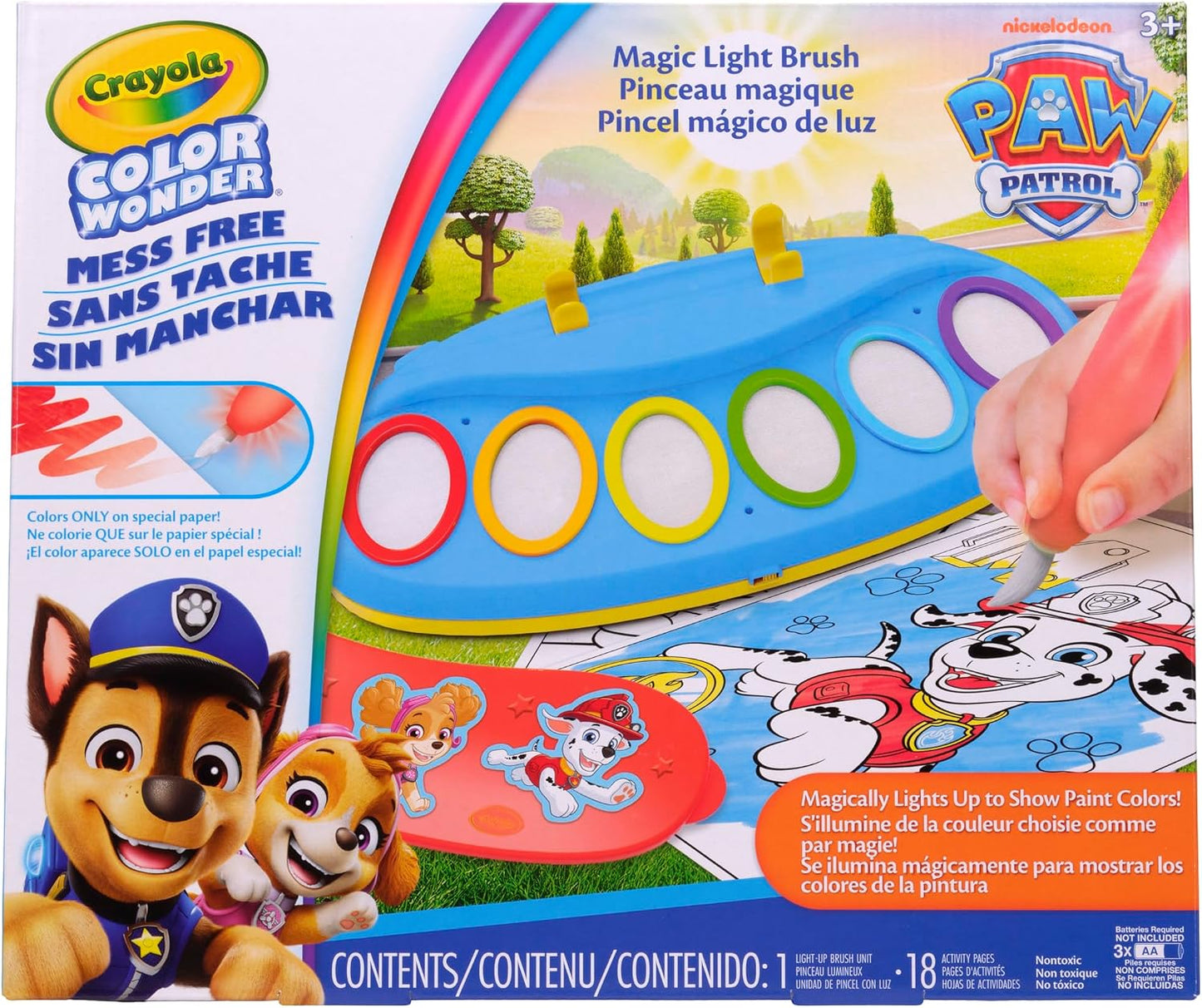 Crayola PAW Patrol Color Wonder Magic Light Brush – Mess Free Painting Kit for Kids with Lightup Brush, Gift for Toddlers, Preschool Art Activities, Ages 3+