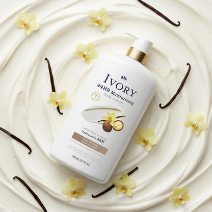 Ivory Hand & Body Lotion + Body Wash Bundle, Oatmilk Scent, 24hr Moisturizing & Nourishing Hydration, Repairs and Soothes Extra Dry & Itchy Skin, Made with Shea Butter Blend, 27 fl oz (Pack of 2)