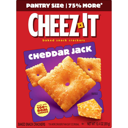 Cheez-It Cheese Crackers, Baked Snack Crackers, Lunch Snacks, Cheddar Jack, 12.4oz Box (1 Box)