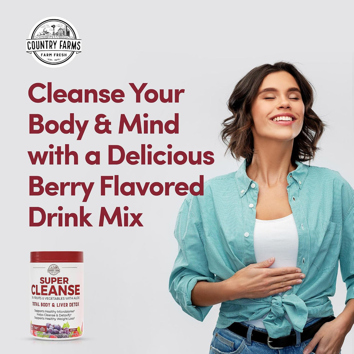 COUNTRY FARMS Super Cleanse, Super Juice Cleanse, Supports Healthy Digestive System, 34 Fruits and Vegetables, Promotes Natural Detoxification, Promote Healthy Weight Management, 28 Servings