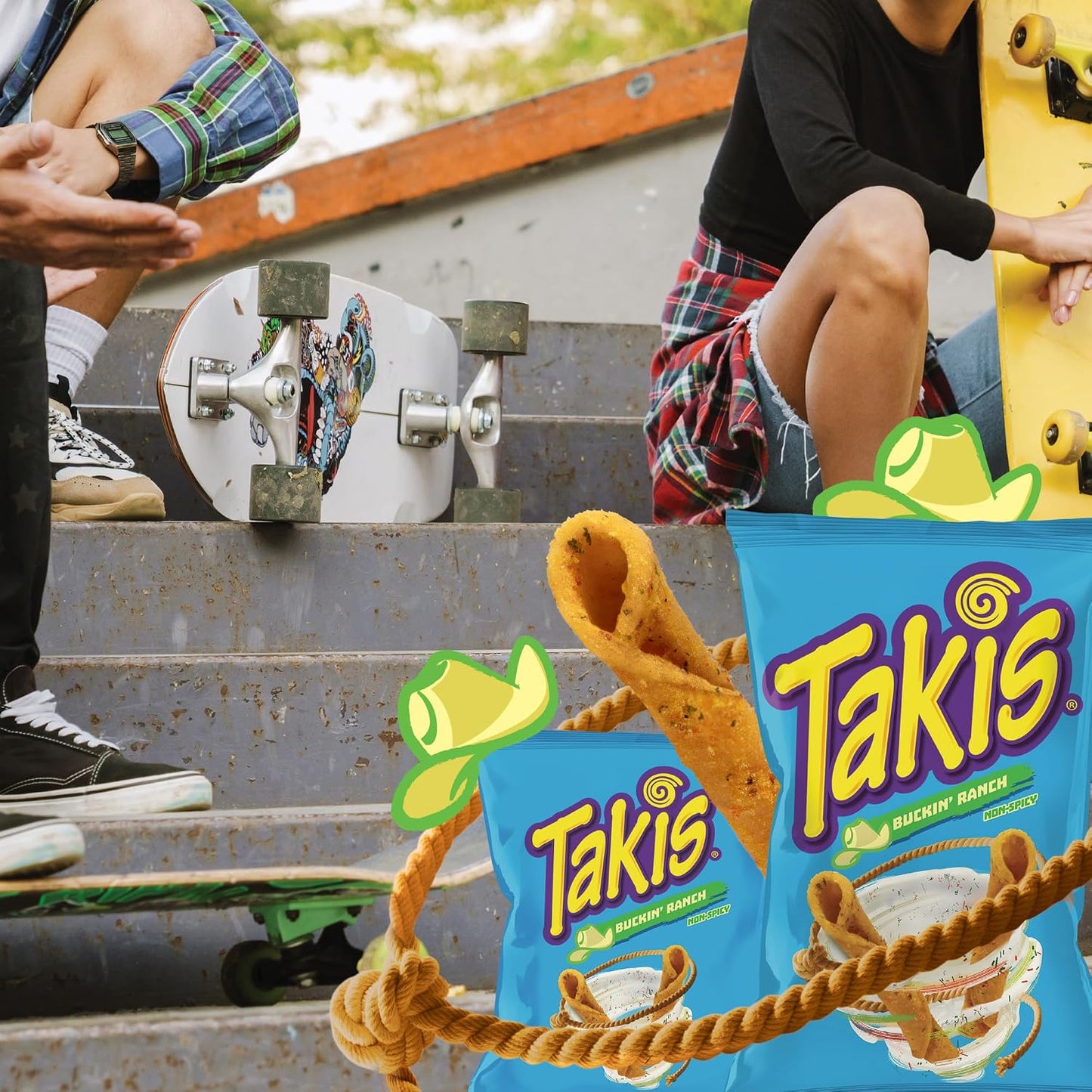Takis Buckin' Ranch Sharing Size Bag, Ranch Flavored Non-Spicy Zesty Rolled Tortilla Chips (Pack of 2)