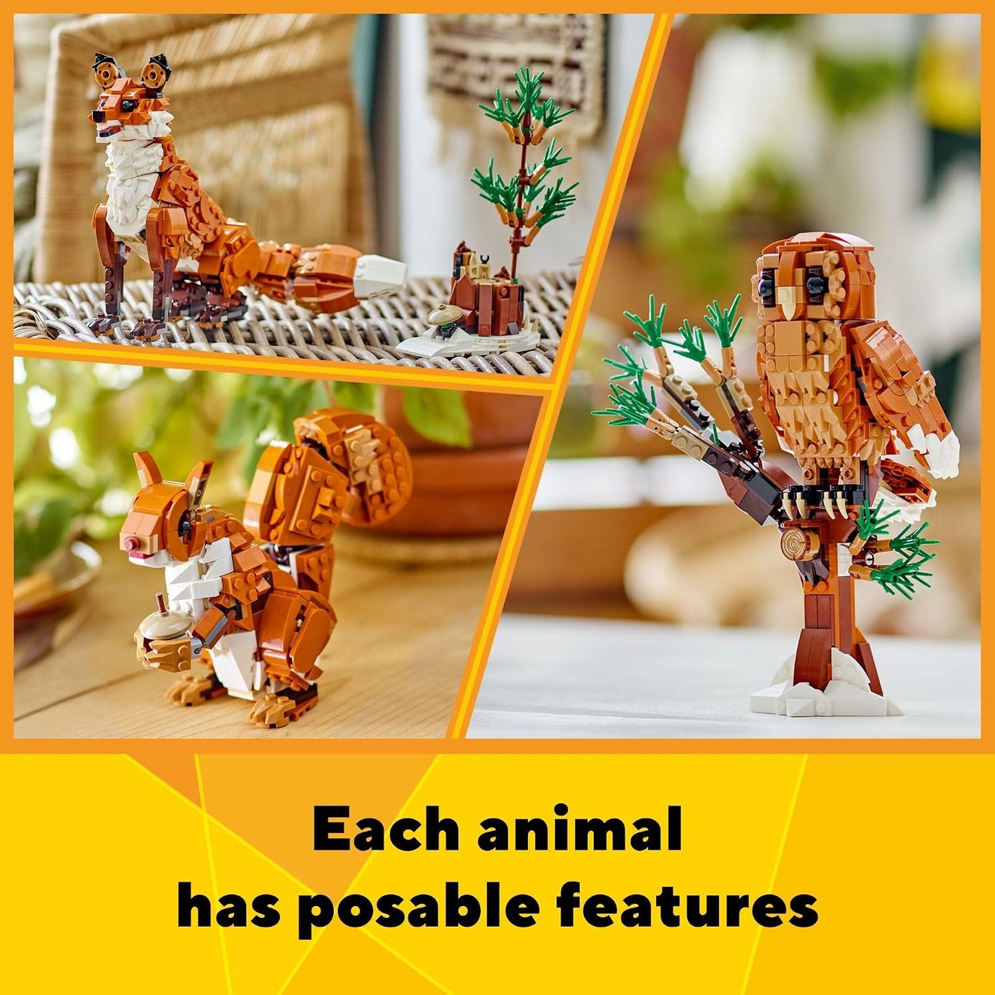 LEGO Creator 3 in 1 Forest Animals Red Fox Toys - Building Toys for Kids, Boys & Girls, Ages 9+ - W/ 3 Building Options into Fox, Owl, or Squirrel - Gift for Birthdays - 31154