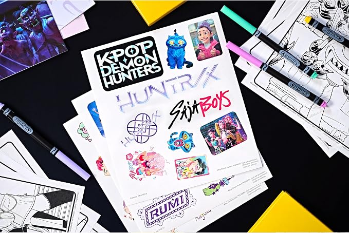 Crayola Kpop Demon Hunters Art Case (40+pcs), Coloring & Sticker Craft Kit | Arts & Crafts Kit, Holiday, Birthday Gift for Kids & Teens, Screen Free Travel Activity Set, Kpop Demon Hunters Toys, Ages 8+