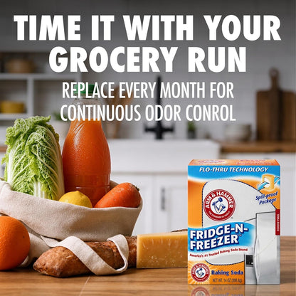 Arm & Hammer Baking Soda Fridge-n-Freezer Odor Absorber, Orange 14 oz, Pack of 24