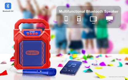 Crayola Mini Karaoke Machine for Kids, Bluetooth Speakers with Microphone | 4" Driver 10W Peak Power, Loud HD Sound, Rechargeable Mini Portable Bluetooth Speaker, USB, TWS, Indoor/Outdoor Party