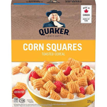 Quaker, Corn Squares, Toasted Cereal, 375g/13 oz. Box