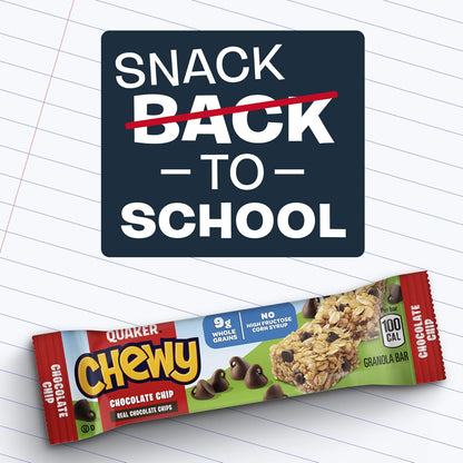 Quaker, Oatmeal, 42 Oz CanisterQuaker Chewy Granola Bar Chocolate Chip Granola Bars, 0.84 Oz, 8 Ct