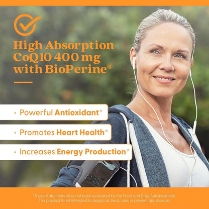 Doctor's BEST High Absorption CoQ10 400mg with BioPerine, 60 Veg Capsules