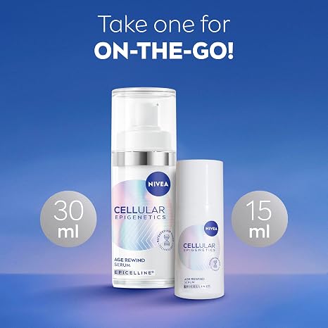 NIVEA Cellular Epigenetics Age Rewind Face Serum with Epicelline – Advanced Anti-Age Face Serum, 30 ml – Hydrating & Firming Formula for Smoother, More Youthful-Looking Skin