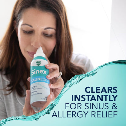 Vicks Sinex Saline Nasal Spray, Drug Free Ultra Fine Mist, Clear Everyday Sinus Congestion Fast, Clear Mucus from a Cold or Allergy, Daily Use 5.0 fl oz
