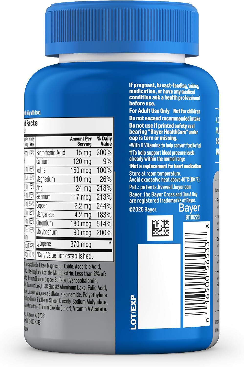 One A Day Men’s 50+ Multivitamins, Supplement with A, C, D, E and Zinc for Immune Health*, Calcium & More, 100 Tablets