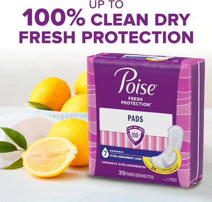 Poise Incontinence Pads & Postpartum Incontinence Pads, 7 Drop Ultra Absorbency, Long Length, 24 Count, Packaging May Vary