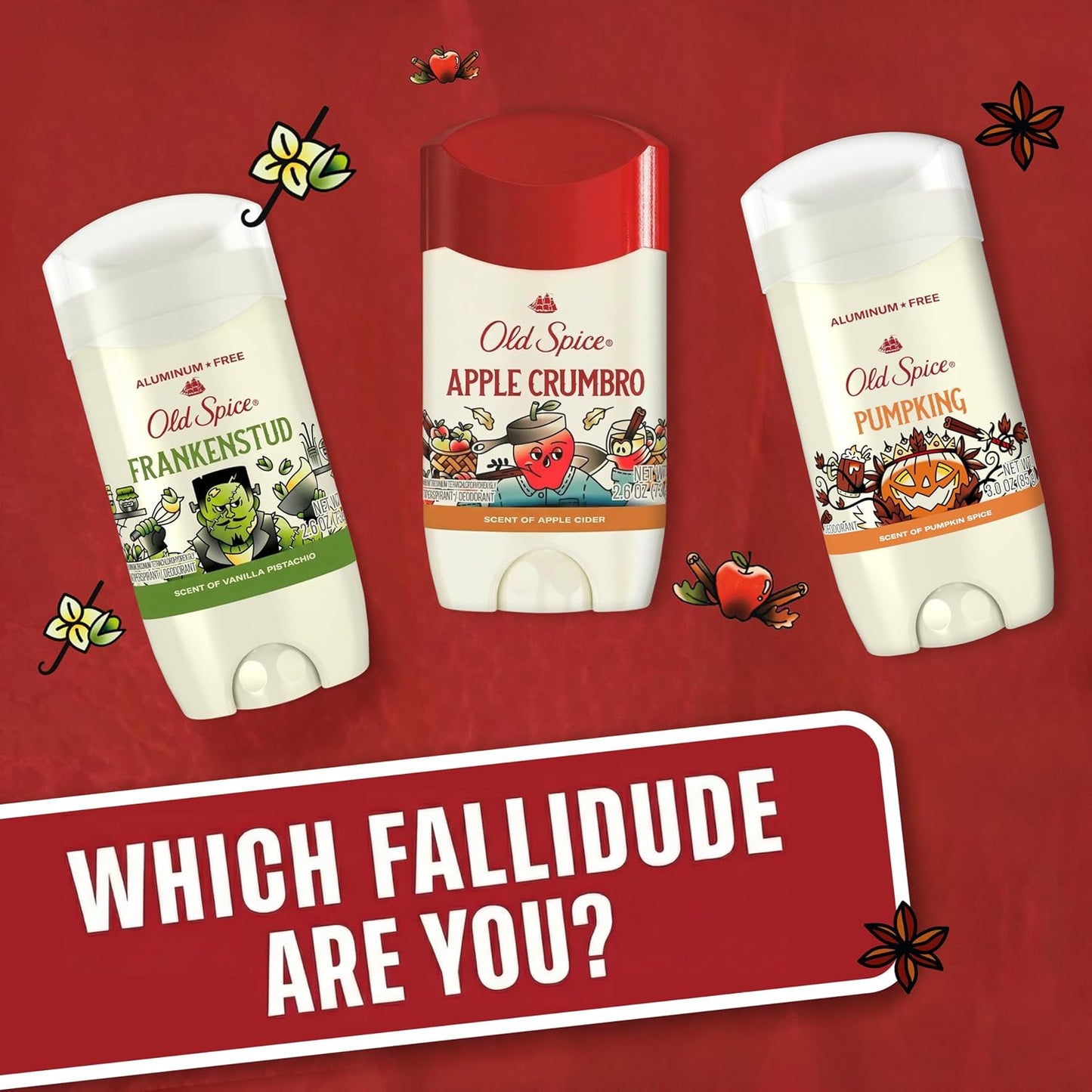 Old Spice Dry Feel Antiperspirant Deodorant for Men, Fallidudes Limited Edition, 24/7 Frightful Freshness and Odor Protection, Apple Crumbro with Apple Cider Scent, 3.0 oz