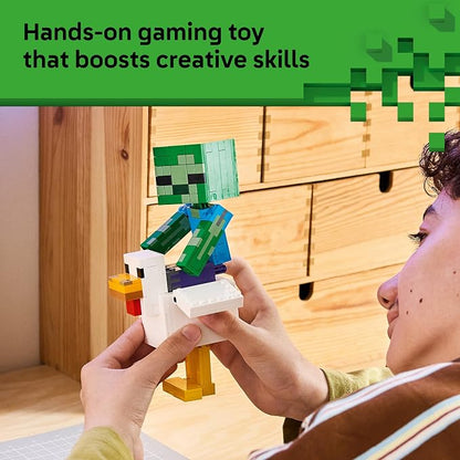 LEGO Minecraft Chicken Jockey 21582 | Building Toys for Boys & Girls, Ages, 9+, Display for Bedroom, 344 pieces, Gift for Birthdays