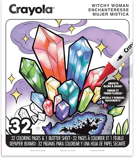 Crayola Witchy Woman Adult Coloring Book, 32 Pgs, Alcohol Marker Friendly Paper, Mindfulness Screen-Free Activity, Gifts for Adults & Teens