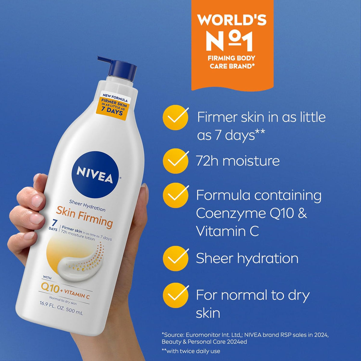 NIVEA Skin Firming Skin Care Set, Body Lotion and Gel Cream, 2 Items Total