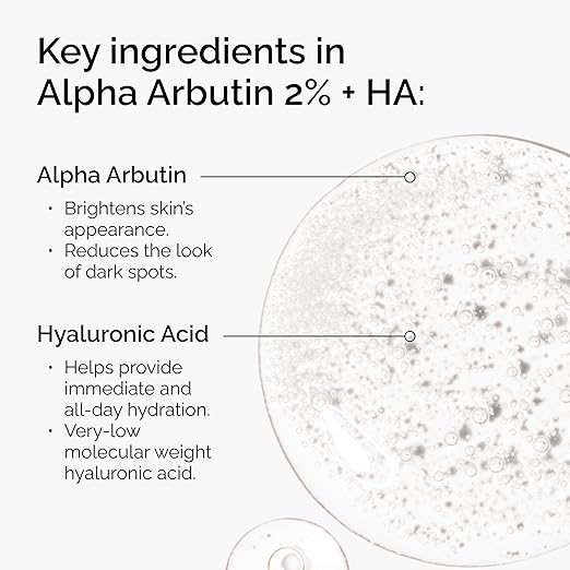 The Ordinary Alpha Arbutin 2% + Hyaluronic Acid, Brightens Skin and Targets Dark Spots, 1 Fl Oz