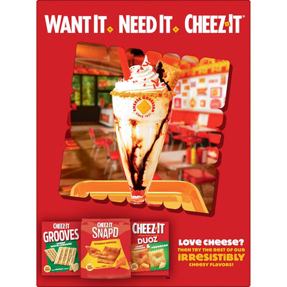 Cheez-It Cheese Crackers, Baked Snack Crackers, Lunch Snacks, Family Size, Reduced Fat Original, 19oz Box (1 Box)