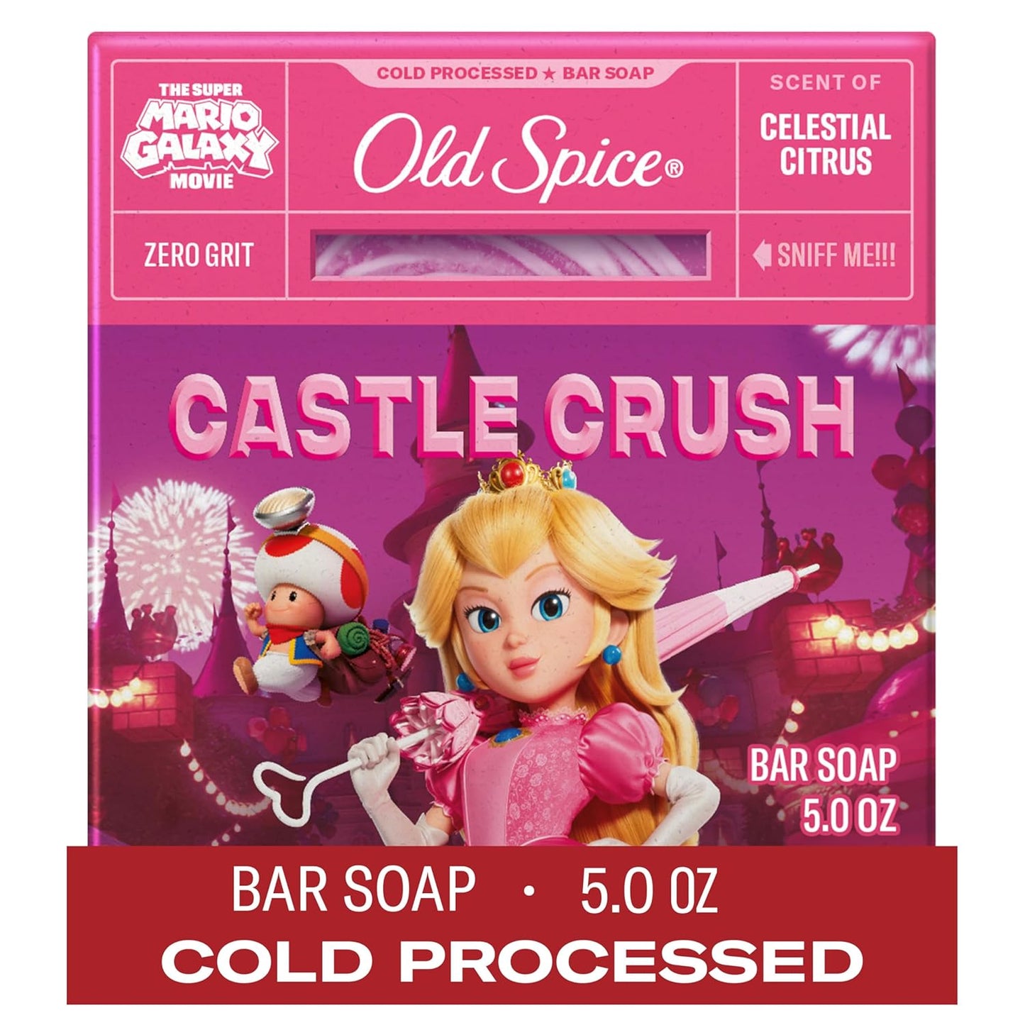 Old Spice Bar Soap for Men, x The Super Mario Galaxy Movie, Cold Pressed with Grit, Made with Natural Oils & Plant Based Cleanser, Celestial Citrus with Sweet Citrus & Berries Scent, 5.0 oz