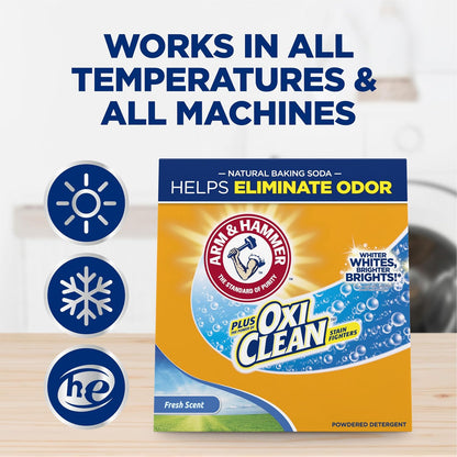 ARM & HAMMER Plus OxiClean Powder Laundry Detergent, Fresh Scent, 3.48 lbs